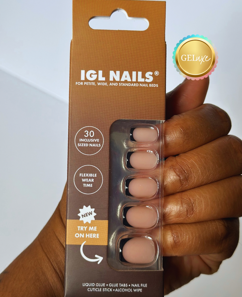 Toya Geluxe™ Nails – Black French Rounded Square